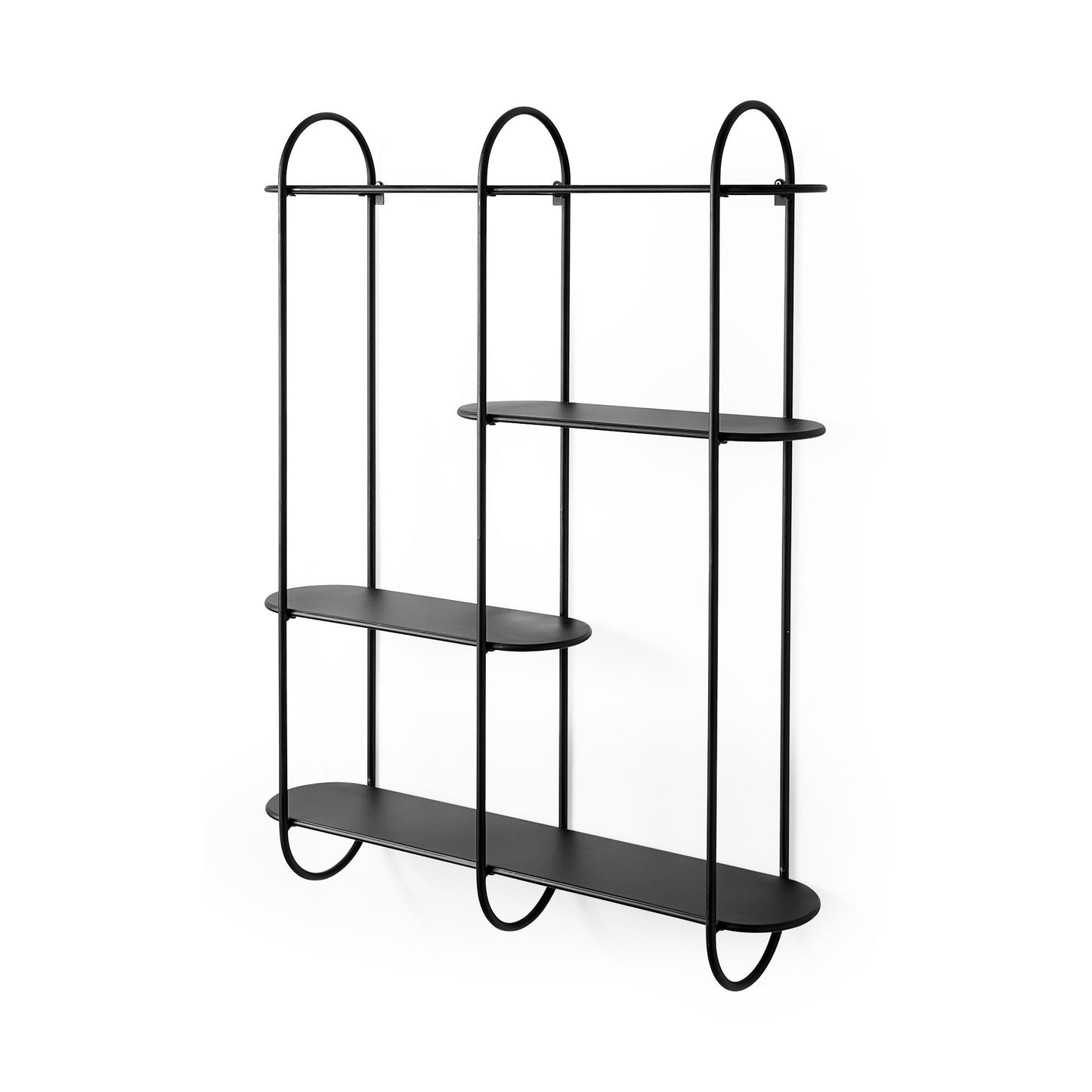 Decimus 36.6L x 8.7W x 45.7H Black Metal Wall Mounted 3 Tiered Shelf
