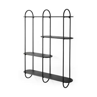 Decimus 36.6L x 8.7W x 45.7H Black Metal Wall Mounted 3 Tiered Shelf