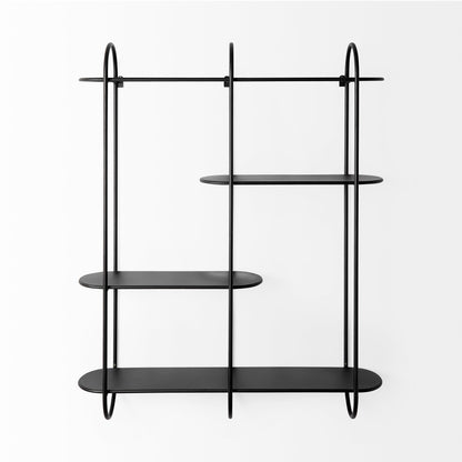 Decimus 36.6L x 8.7W x 45.7H Black Metal Wall Mounted 3 Tiered Shelf