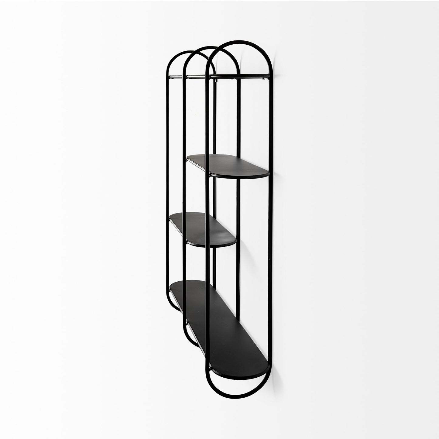 Decimus 36.6L x 8.7W x 45.7H Black Metal Wall Mounted 3 Tiered Shelf