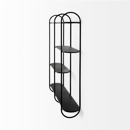 Decimus 36.6L x 8.7W x 45.7H Black Metal Wall Mounted 3 Tiered Shelf