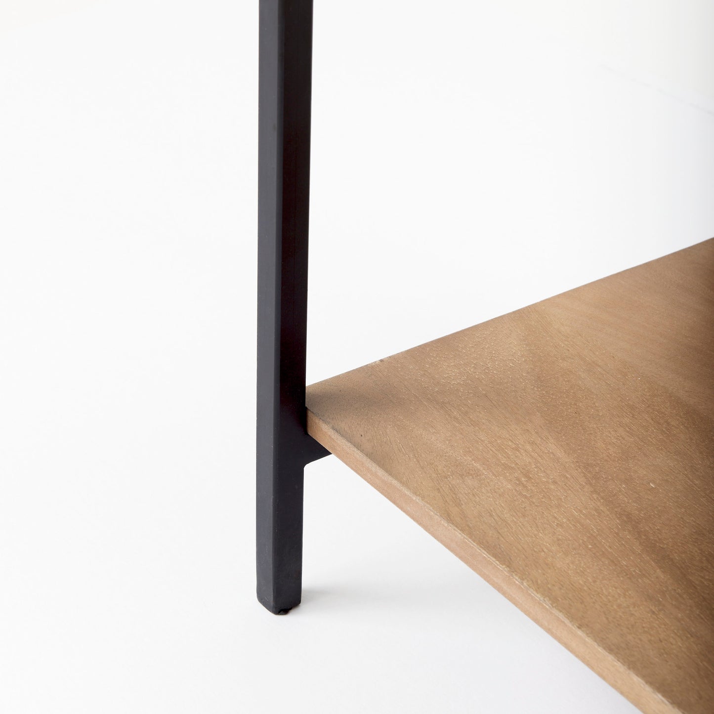 Arelius 36L x 18.75W x 63H Light Brown Wood W/ Black Metal Base Display Cabinet