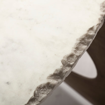 Reinhold 49" Round White Marble Top Gold Metal Base Coffee Table