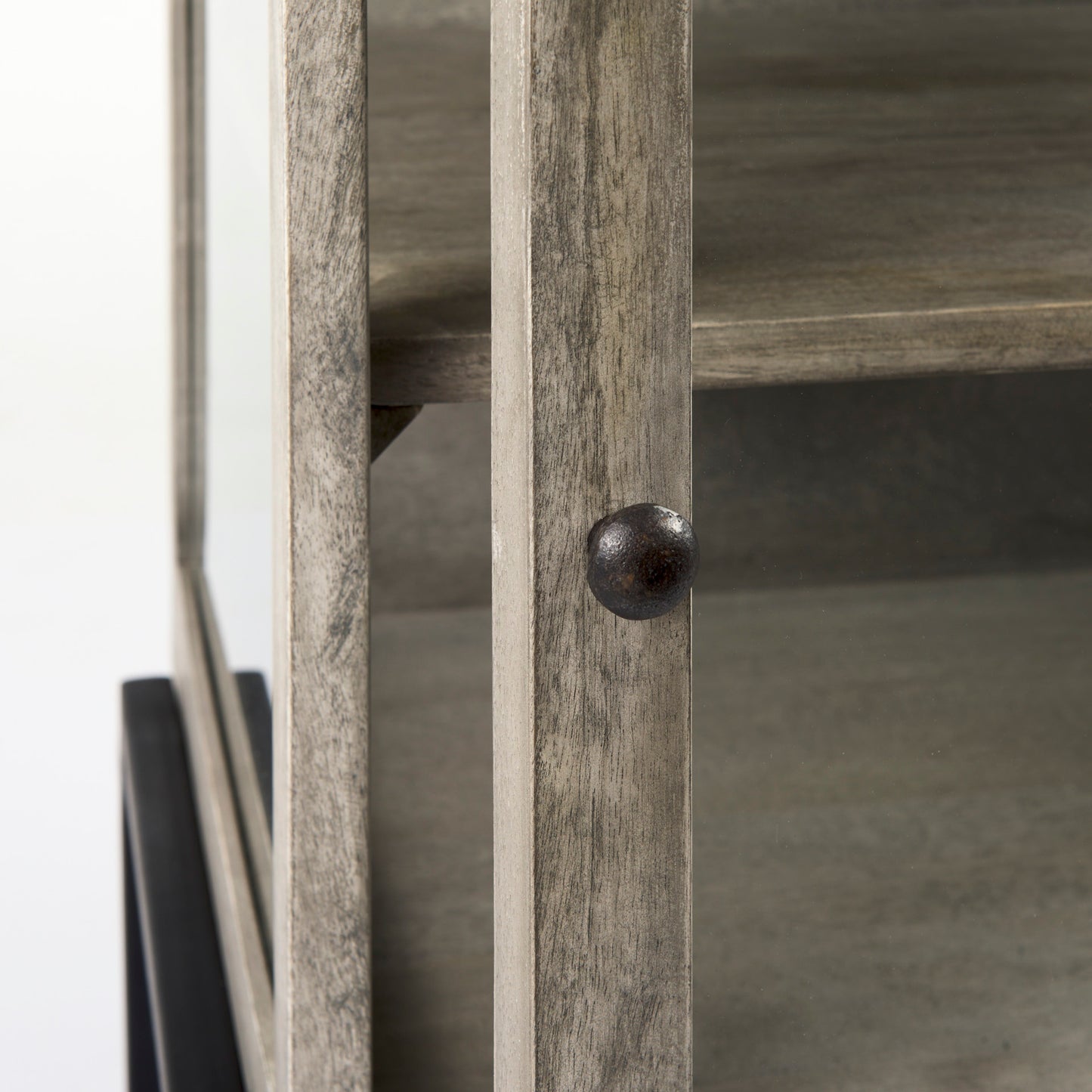 Arelius 20L x 18W x 26H Gray Wood W/ Black Metal Frame End/Side Table