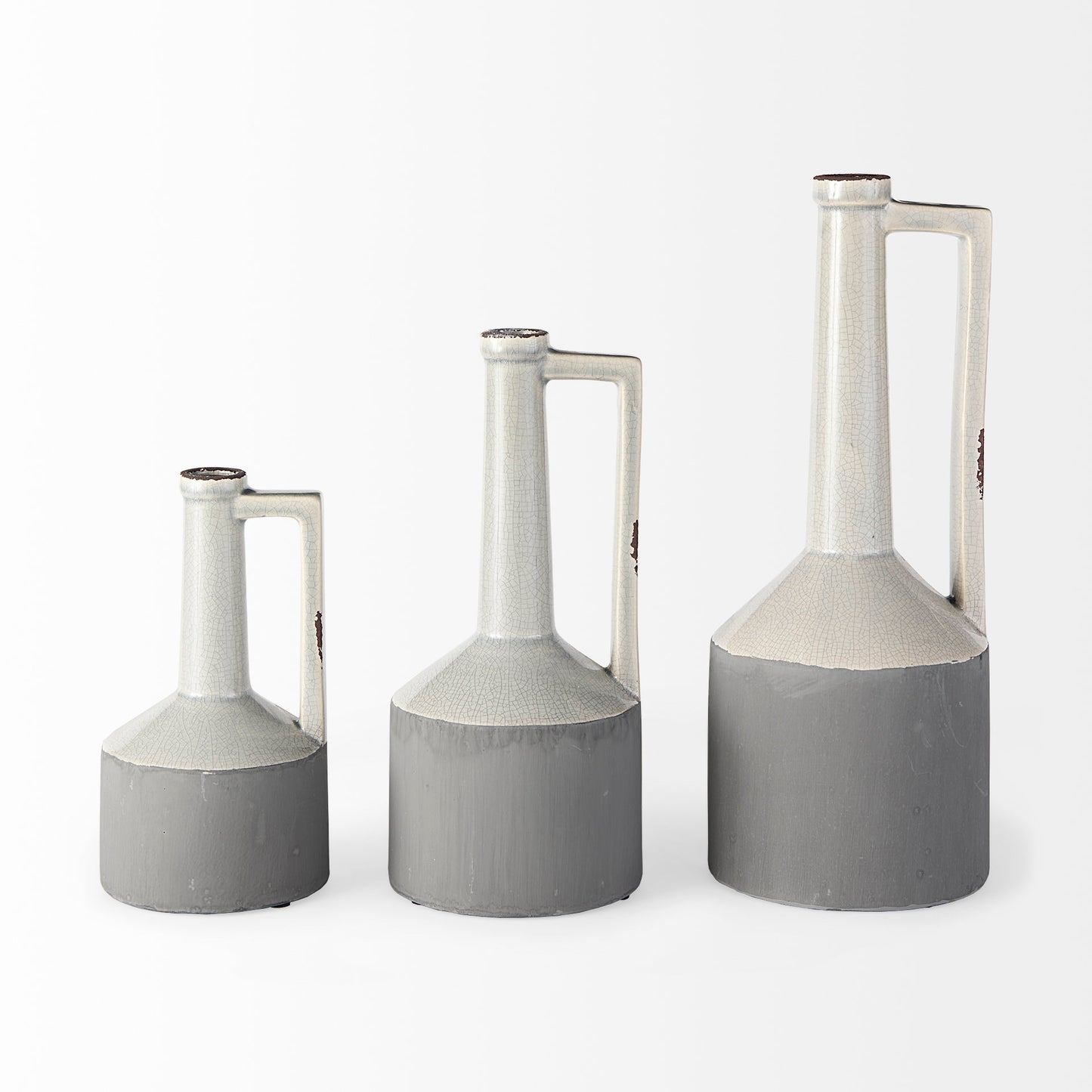 Burton 10.2H Small Two Tone Gray Ceramic Jug Vase