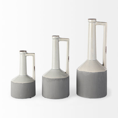 Burton 10.2H Small Two Tone Gray Ceramic Jug Vase