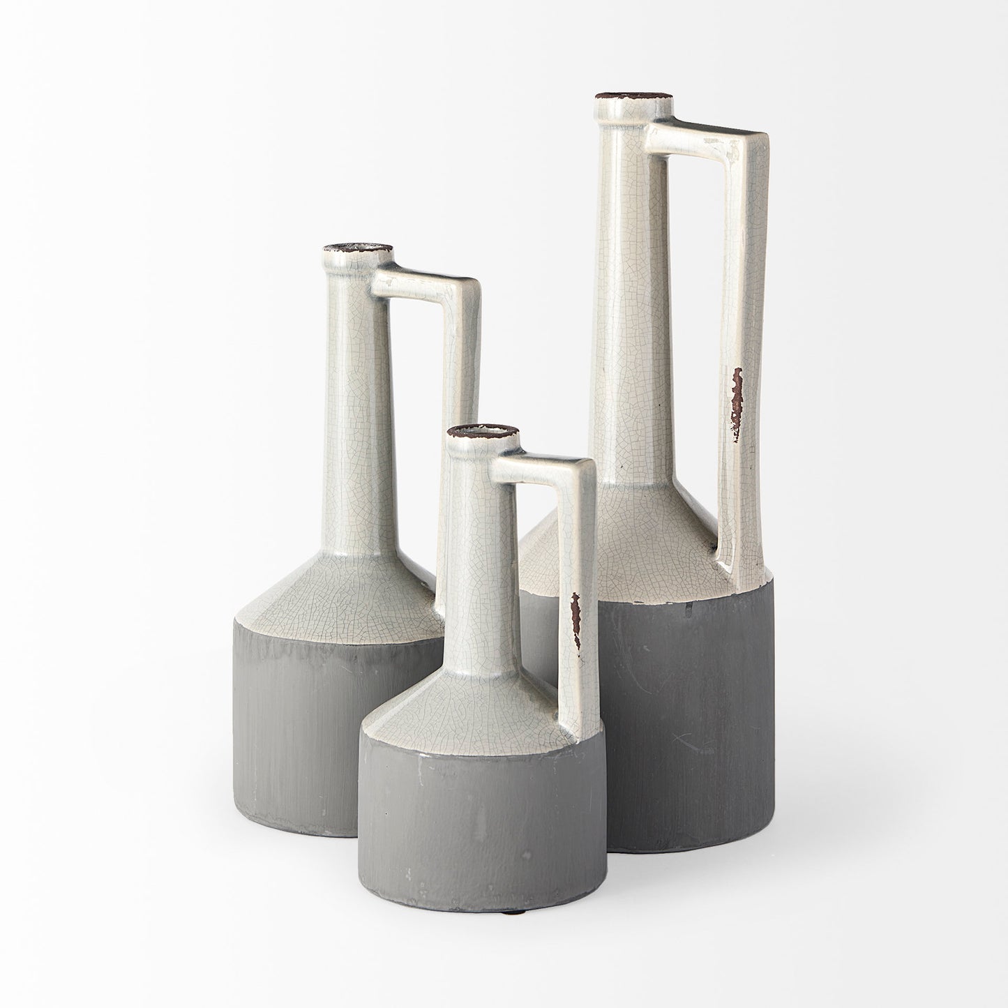 Burton 10.2H Small Two Tone Gray Ceramic Jug Vase