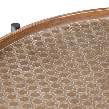 Kade 33" Round Brown Table Gray Metal Frame Two-Tier Coffee Table