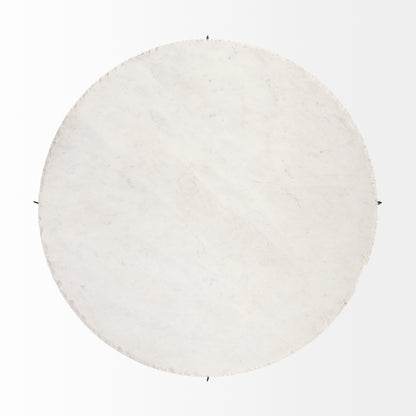 Reinhold 49" Round White Marble Top Gold Metal Base Coffee Table