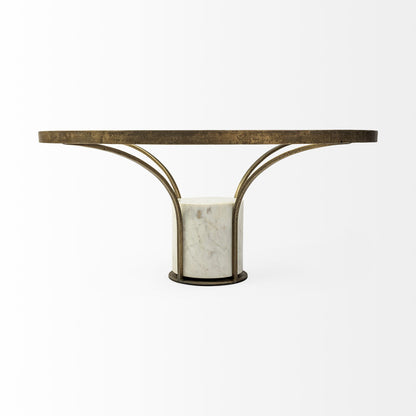 Jacinta 36" Round Glass Top Metal and Marble Pedestal Coffee Table