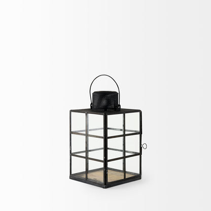 Gamfield 6.1L x 6.1W x 10.6H Small Black Metal and Glass Lantern