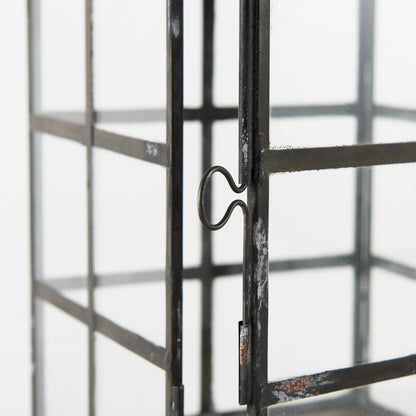 Gamfield 6.1L x 6.1W x 10.6H Small Black Metal and Glass Lantern