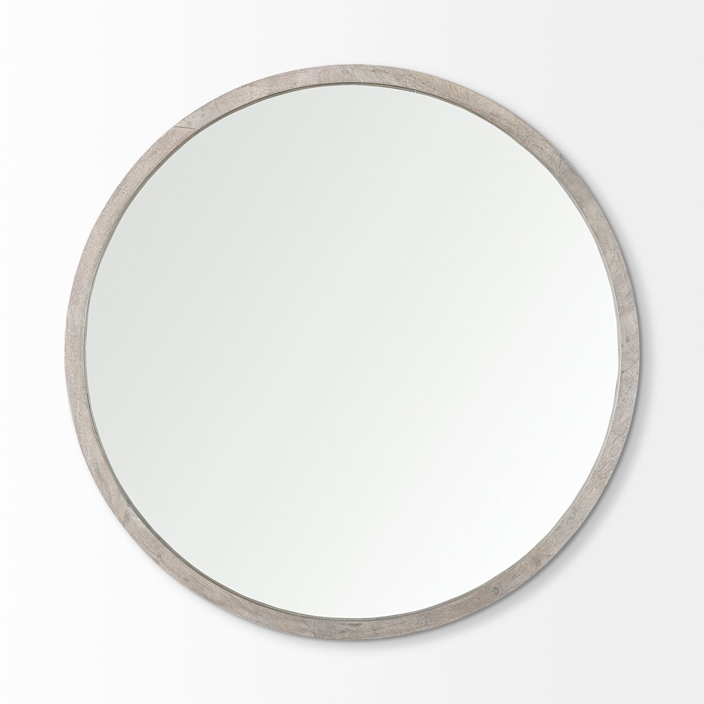 Gambit 46" Round Gray Wash Wood Frame Wall Mirror