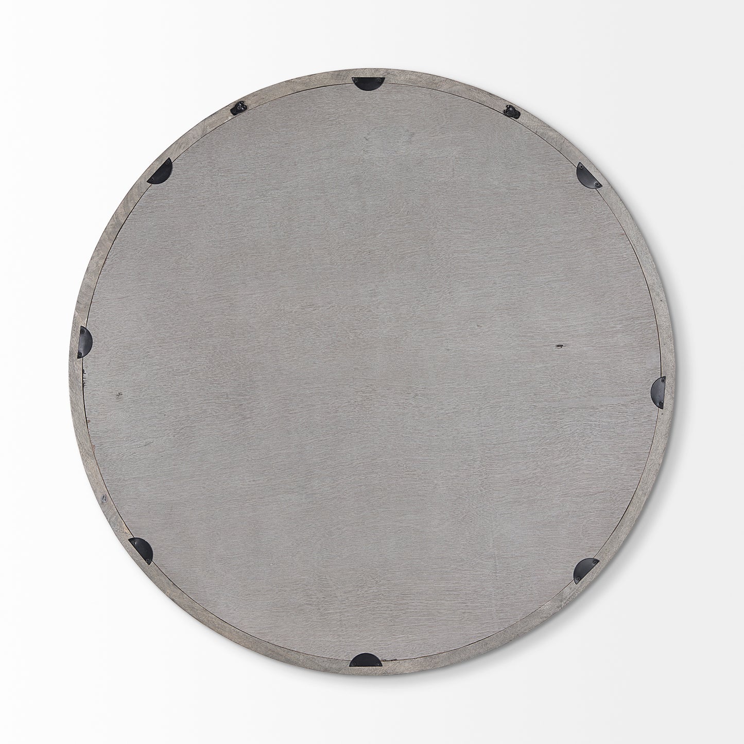 Gambit 46" Round Gray Wash Wood Frame Wall Mirror
