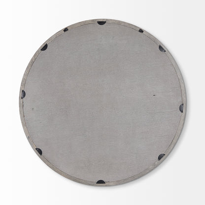 Gambit 46" Round Gray Wash Wood Frame Wall Mirror