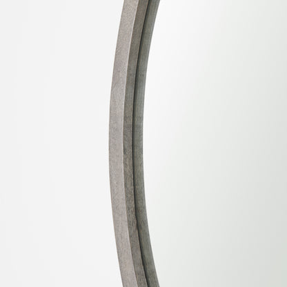 Gambit 46" Round Gray Wash Wood Frame Wall Mirror