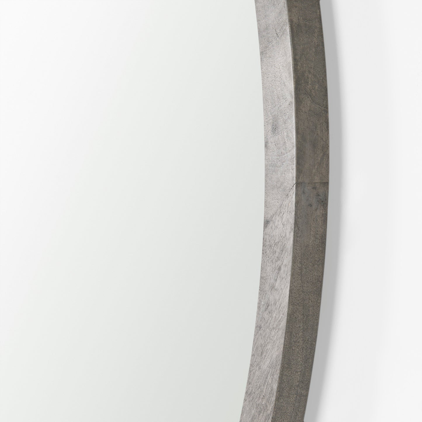 Gambit 46" Round Gray Wash Wood Frame Wall Mirror