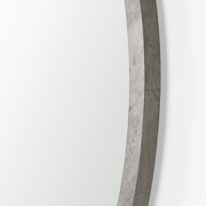 Gambit 46" Round Gray Wash Wood Frame Wall Mirror