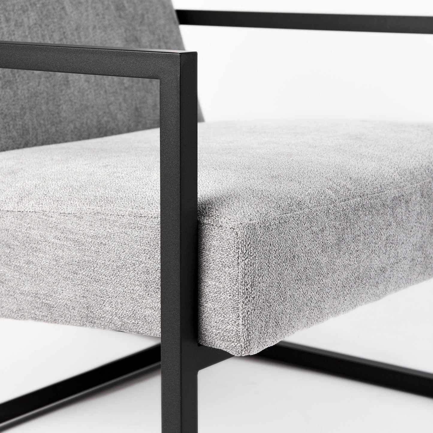 Armelle Gray Fabric Seat W/Black Metal Frame Accent Chair