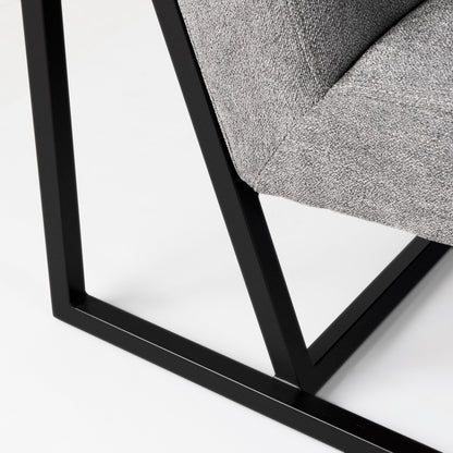 Armelle Gray Fabric Seat W/Black Metal Frame Accent Chair