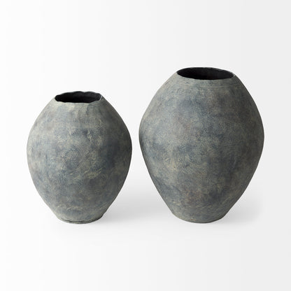 Gobi 20L x 23H Small Gray Ceramic Oval Vase