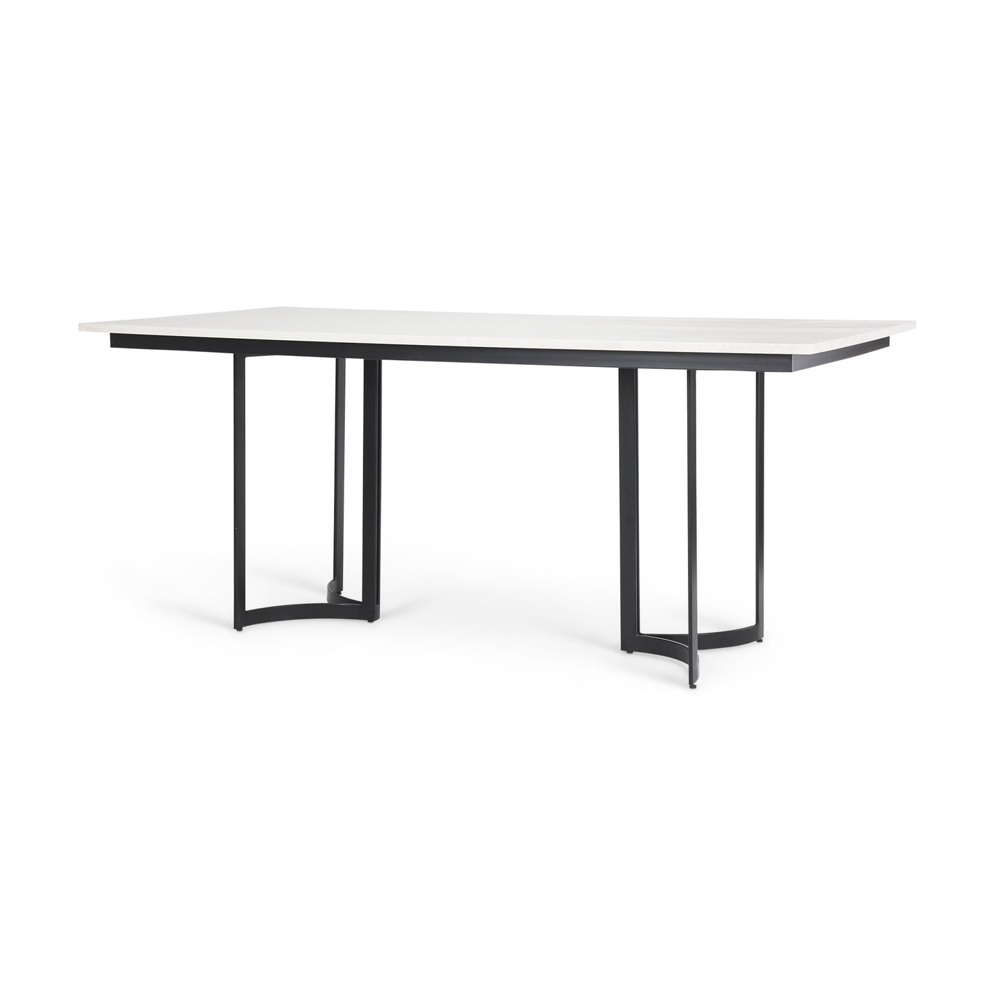 Tanner I 71L x 35W Rectangular White Marble W/ Metal Base Dining Table