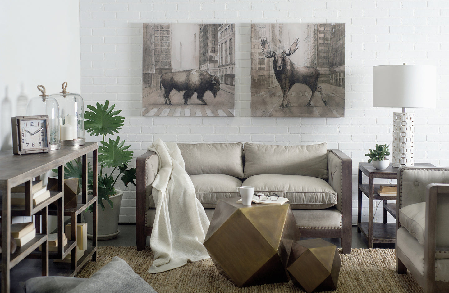 Wright II 22" x 21.9" Square Top Medium Brown Wooden Multi-Shelf End/Side Table