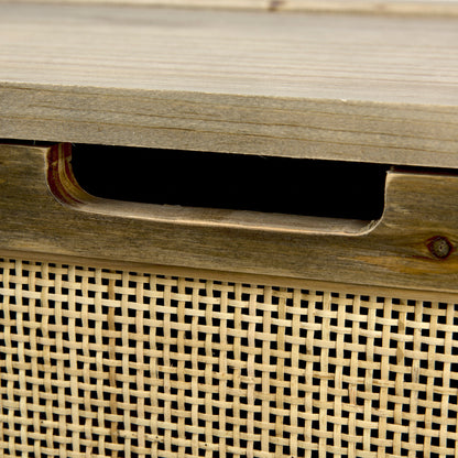 Sonny 23.6L x 15.7W x 13.8H Set of Two Brown Wood and Wicker W/ Metal Detail Rectangular Boxes