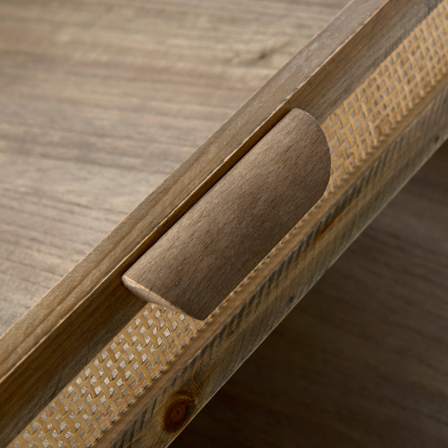 Sonny 23.6L x 23.6W x 2.0H Set of Two Brown Wood and Wicker Square Trays