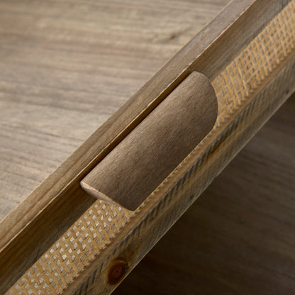 Sonny 23.6L x 23.6W x 2.0H Set of Two Brown Wood and Wicker Square Trays