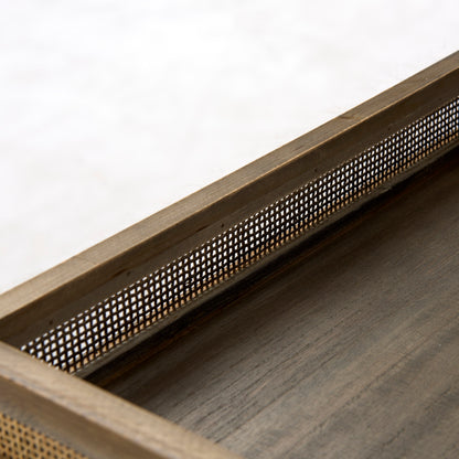 Sonny 23.6L x 23.6W x 2.0H Set of Two Brown Wood and Wicker Square Trays