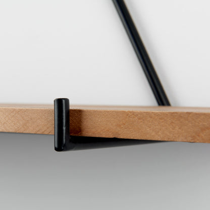 Khufu 18.9L x 5.5W x 10.2H Set of Three Brown Wood W/ Black Metal Triangular Hanging Shelves