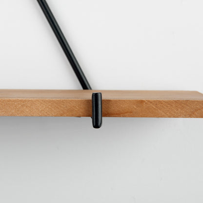 Khufu 18.9L x 5.5W x 10.2H Set of Three Brown Wood W/ Black Metal Triangular Hanging Shelves