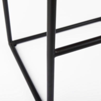 Clarissa 18.0L x 16.0W x 30.25H Dark Brown Woven Leather Seat W/ Black Metal Frame Bar Stool