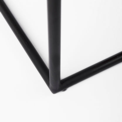 Clarissa 18.0L x 16.0W x 30.25H Dark Brown Woven Leather Seat W/ Black Metal Frame Bar Stool