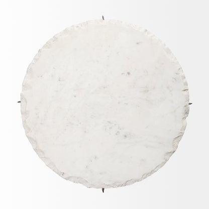 Reinhold II 21L x 21W x 21H Round Live-Edge Marble Top and Gold Metal Base Side/End Table