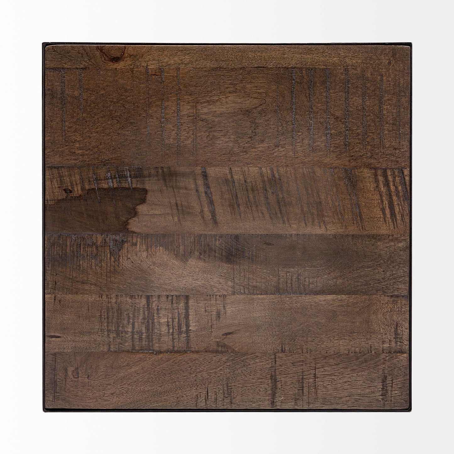 Trestman II 24" x 22.5" Square Top Medium Brown Wood and Iron Cross Braced End/Side Table