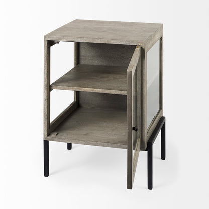 Arelius 20L x 18W x 26H Gray Wood W/ Black Metal Frame End/Side Table