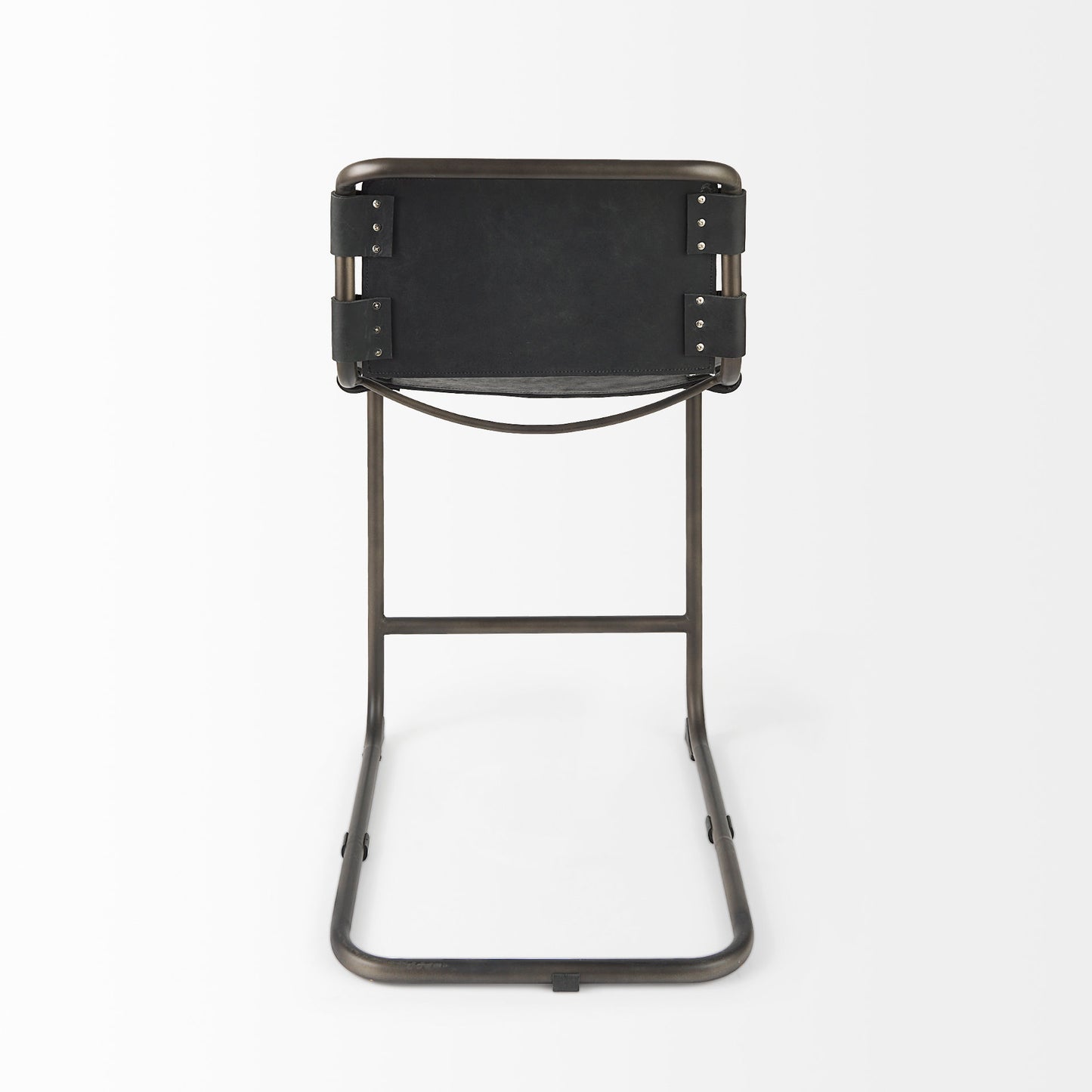 Berbick 21L x 25W x 38H Black Leather W/ Iron Frame Counter Stool