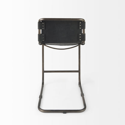 Berbick 21L x 25W x 38H Black Leather W/ Iron Frame Counter Stool