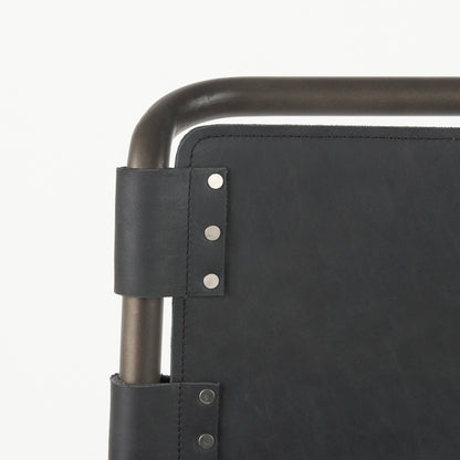 Berbick 21L x 25W x 38H Black Leather W/ Iron Frame Counter Stool