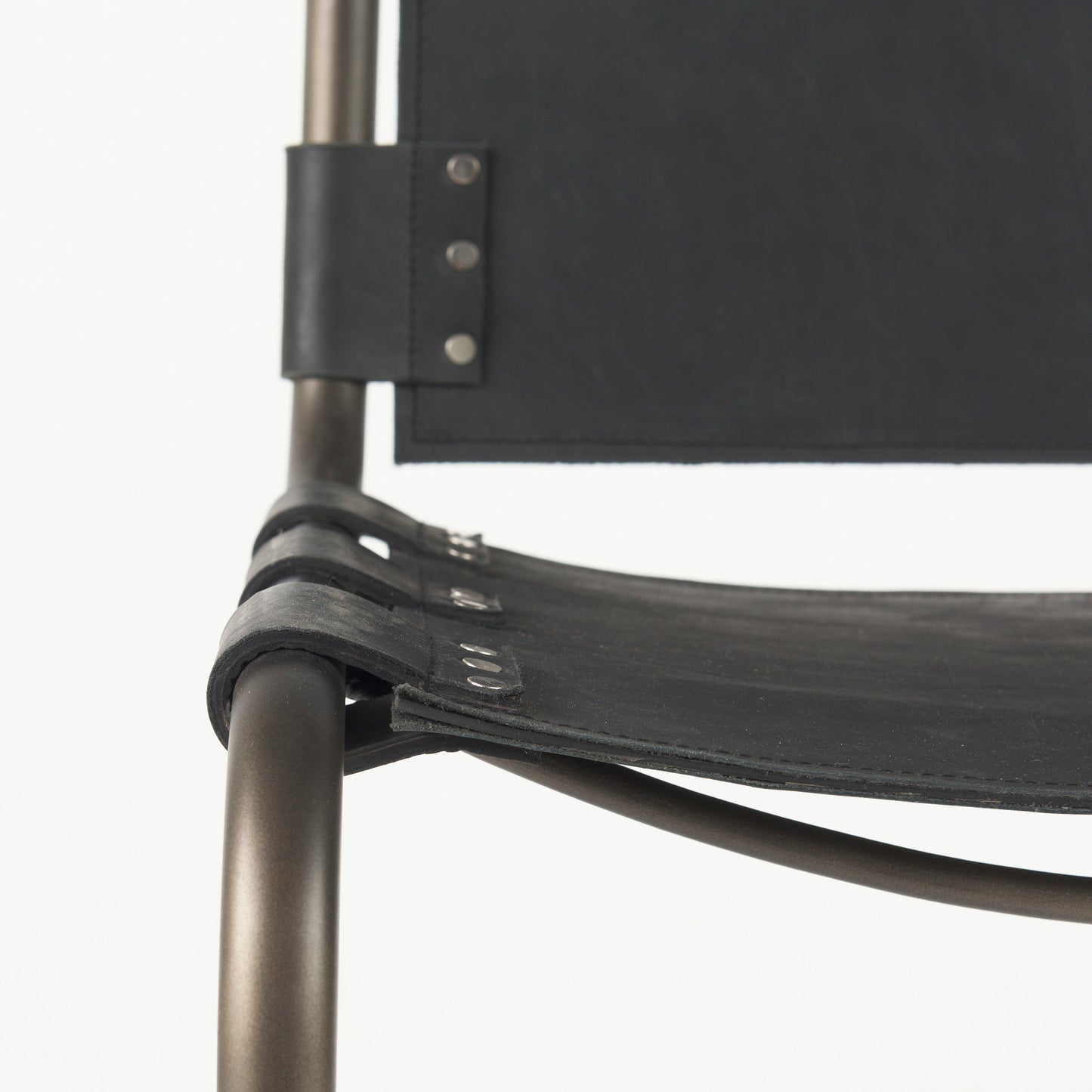 Berbick 21L x 25W x 38H Black Leather W/ Iron Frame Counter Stool