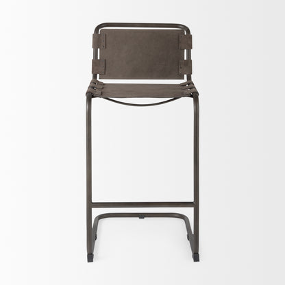 Berbick 43" Total Height Brown/Gray Suede w/ Iron Frame Bar Stool