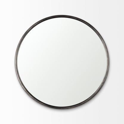 Piper 35.8L x 1.0W x 35.8H Small Black Metal Round Wall Mirror