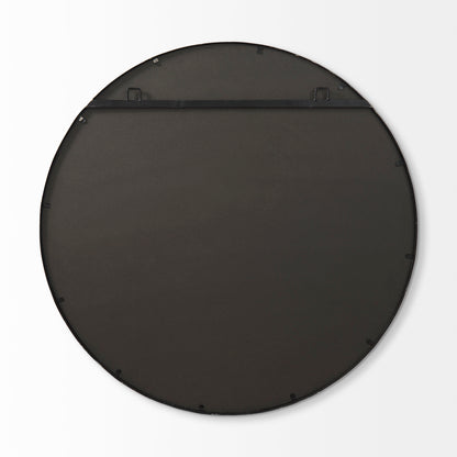 Piper 35.8L x 1.0W x 35.8H Small Black Metal Round Wall Mirror