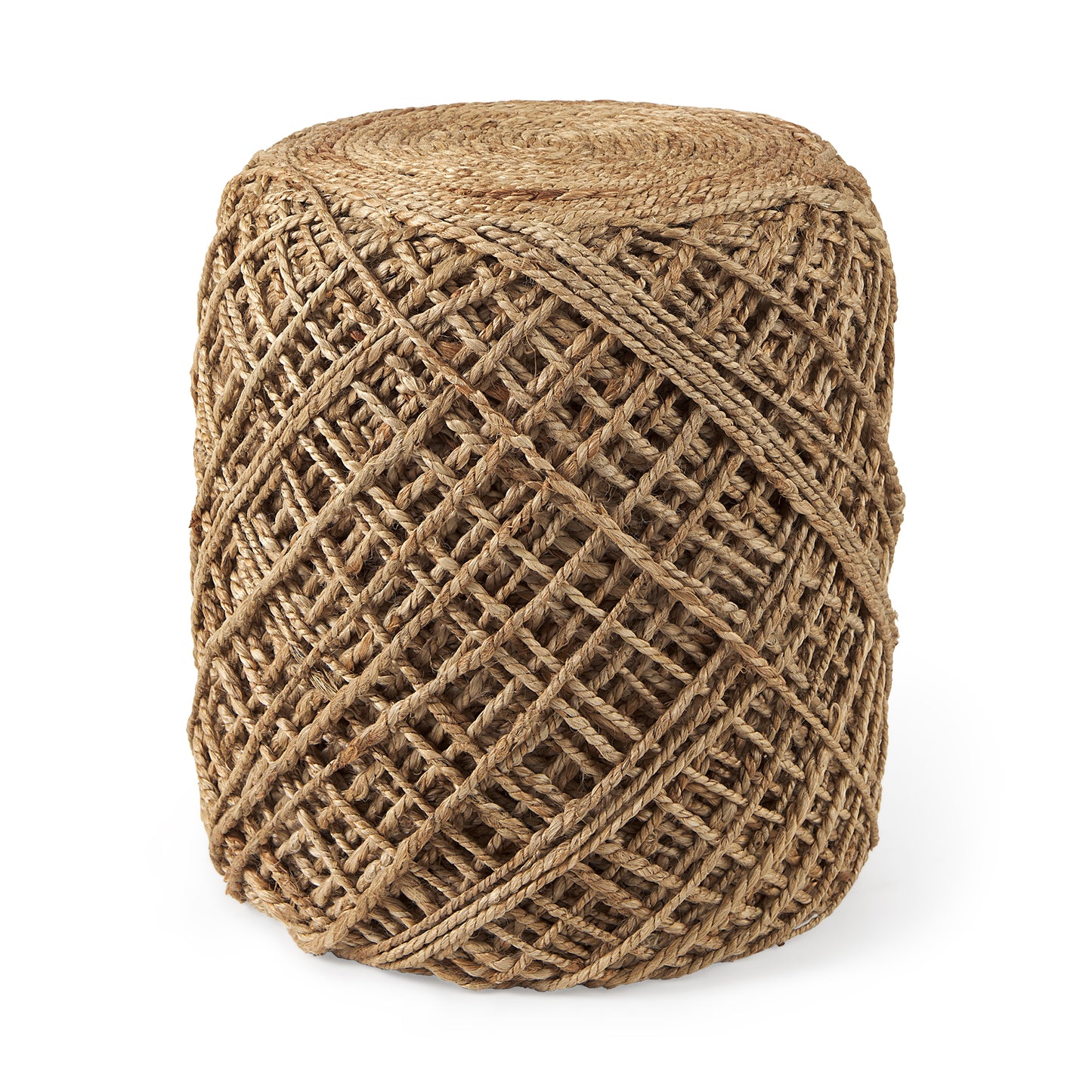 Allium Brown Handwoven Wool Cylindrical Pouf