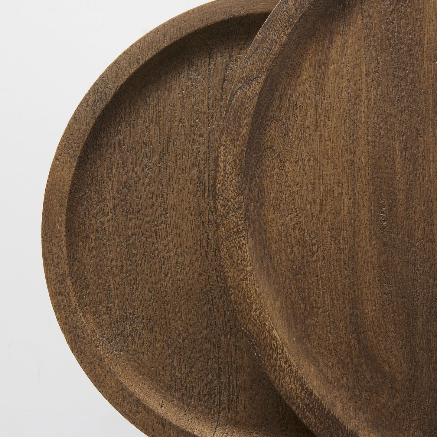 Aisley (Set of 2) 19.3L x 19.3W x 19H Light Brown Wood W/ Black Metal Base Round Nesting Side Tables