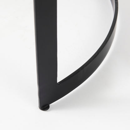 Aisley (Set of 2) 19.3L x 19.3W x 19H Light Brown Wood W/ Black Metal Base Round Nesting Side Tables