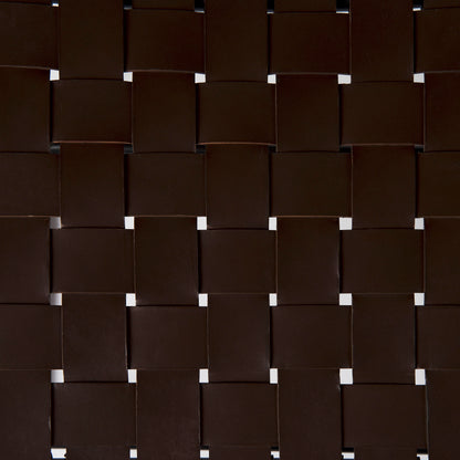 Clarissa 22.0L x 16.0W x 16.5H Brown Leather Woven Seat W/ Black Metal Frame Stool