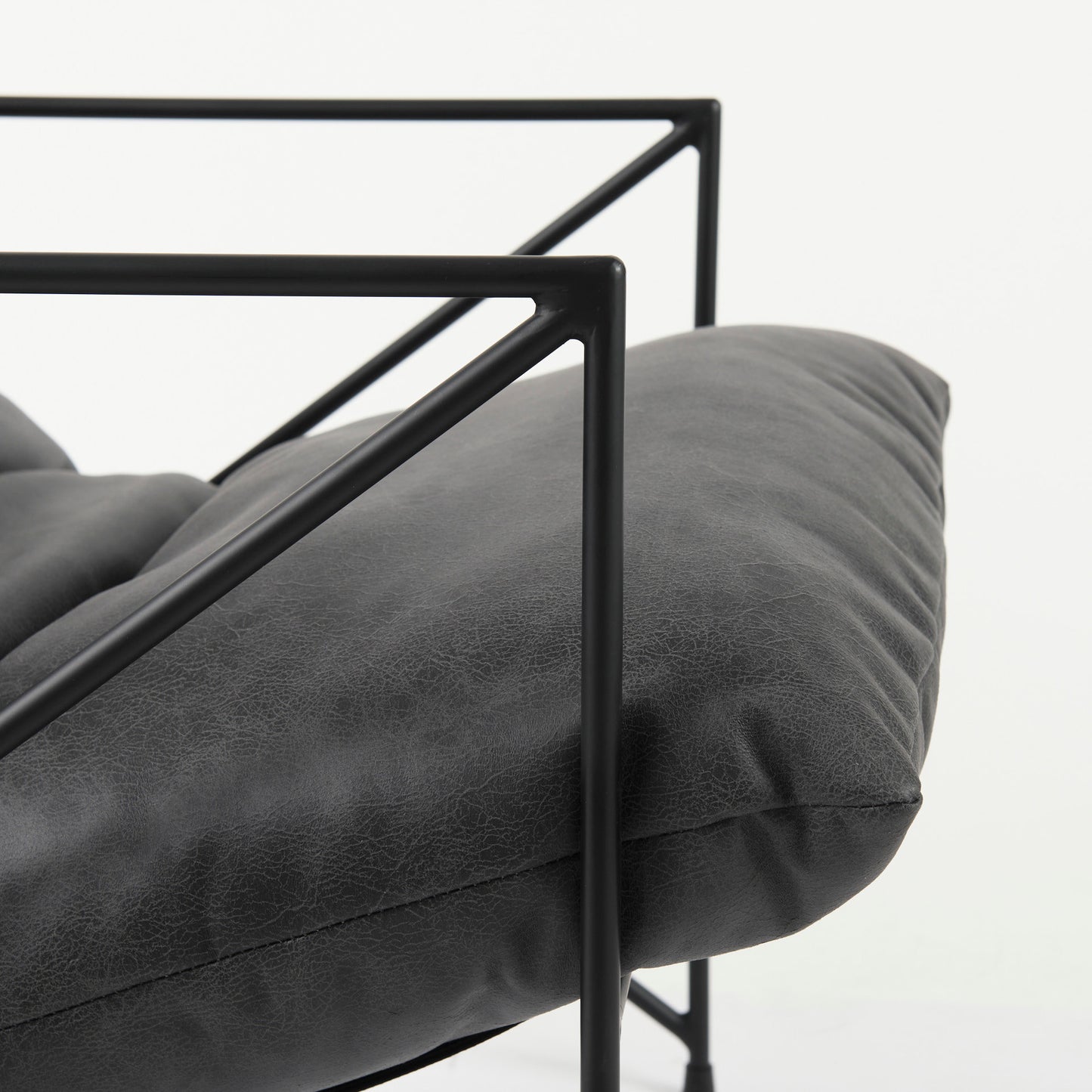 Leonidas 28.5L x 29.5W x 34.0H Black Faux Leather Seat W/ Black Metal Frame Accent Chair